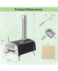 Portable Multi-Fuel Pizza Oven with Pizza Stone and Pizza Peel