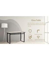 Streamdale Rectangular Glass Dining Table for 4-6,51" W x 27"D x 30" H