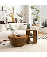 Streamdale Octagonal Rubberwood Coffee Table Set (2)