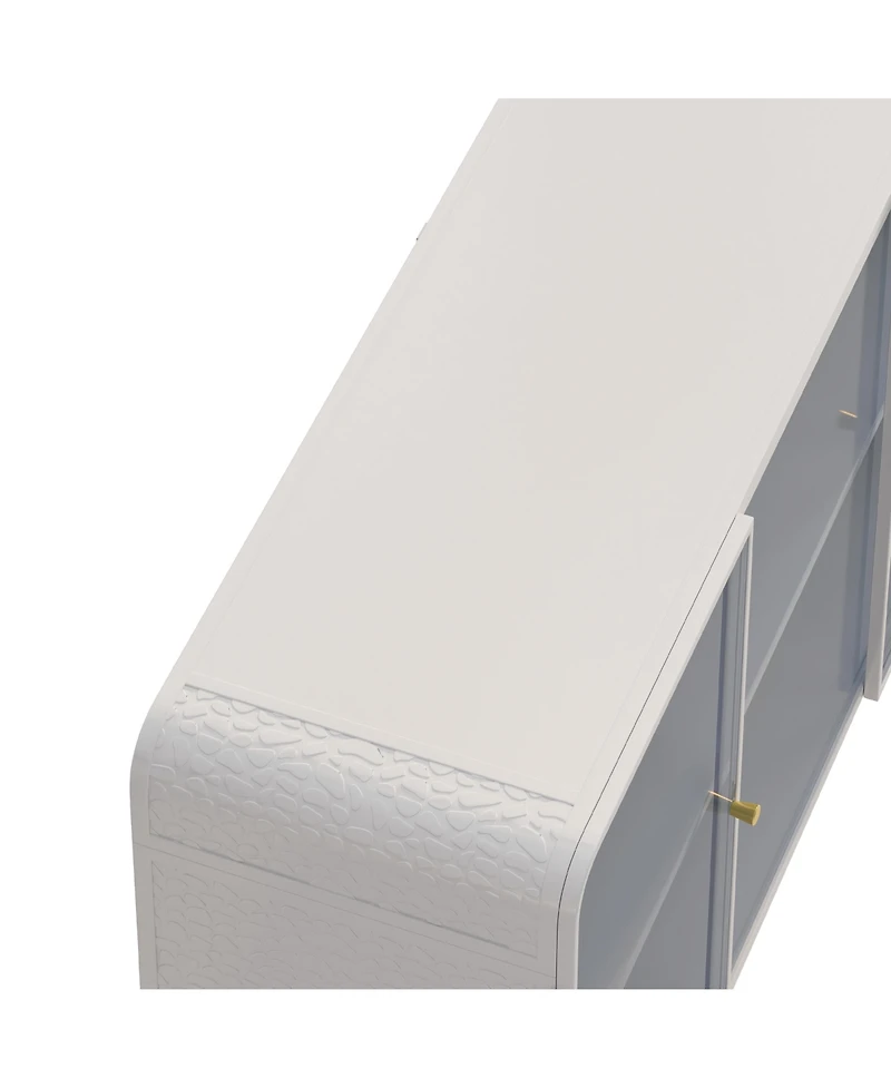 Streamdale Glass Storage Cabinet, Floor-to-Ceiling (White)