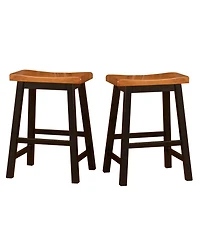 Streamdale Denise Austin Toluca Walnut Saddle Counter Stool - Set of 2