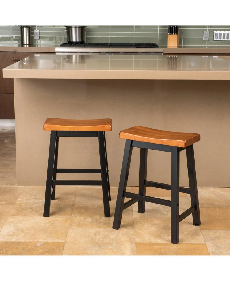 Streamdale Denise Austin Toluca Walnut Saddle Counter Stool - Set of 2