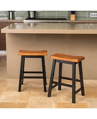 Streamdale Denise Austin Toluca Walnut Saddle Counter Stool - Set of 2