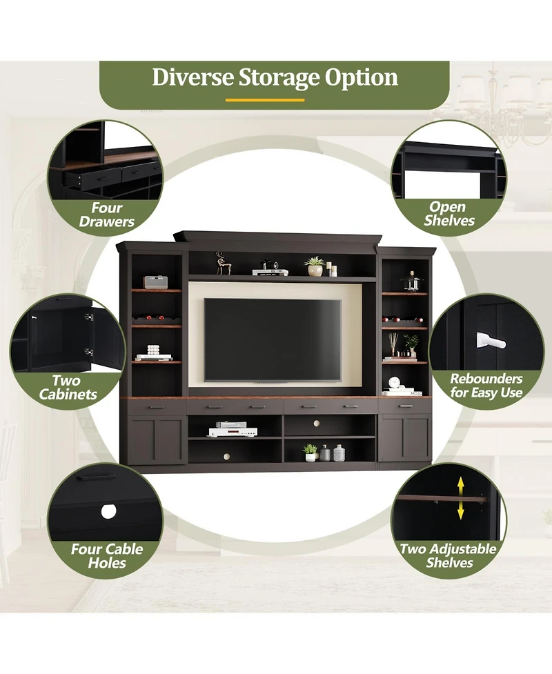 Streamdale Farmhouse Entertainment Center w/ Bookshelf - 70" Tv