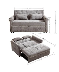 Streamdale 58" Chenille 3-in-1 Loveseat Sofa Bed Sleeper with Pillows