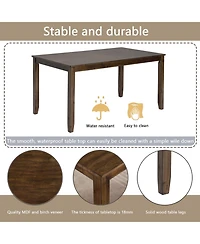 Streamdale 6-Piece Walnut Dining Set Table, 4 Chairs & Bench