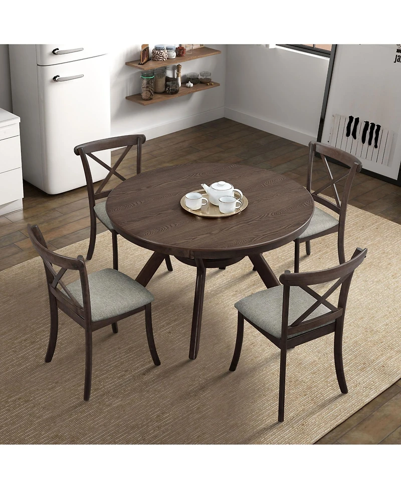 Streamdale Rubber Wood Dining Table with Trestle Base (Dark Brown)