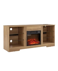 Streamdale Electric Fireplace Tv Stand with Glass Shelves (62" Max)