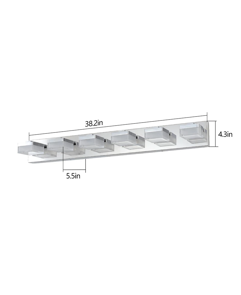 Streamdale Modern 6-Light Chrome Led Vanity Mirror Light Fixture For Bathrooms And Makeup Tables