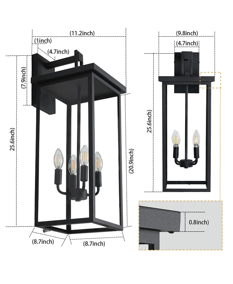 Streamdale 4-Light Black Outdoor Wall Light (No Bulbs)