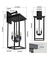 Streamdale 4-Light Black Outdoor Wall Light (No Bulbs)