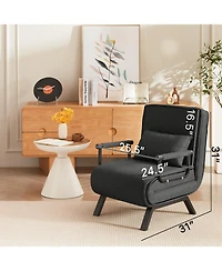 Streamdale 5-in-1 Convertible Sleeper Sofa Chair for Adults (Black)