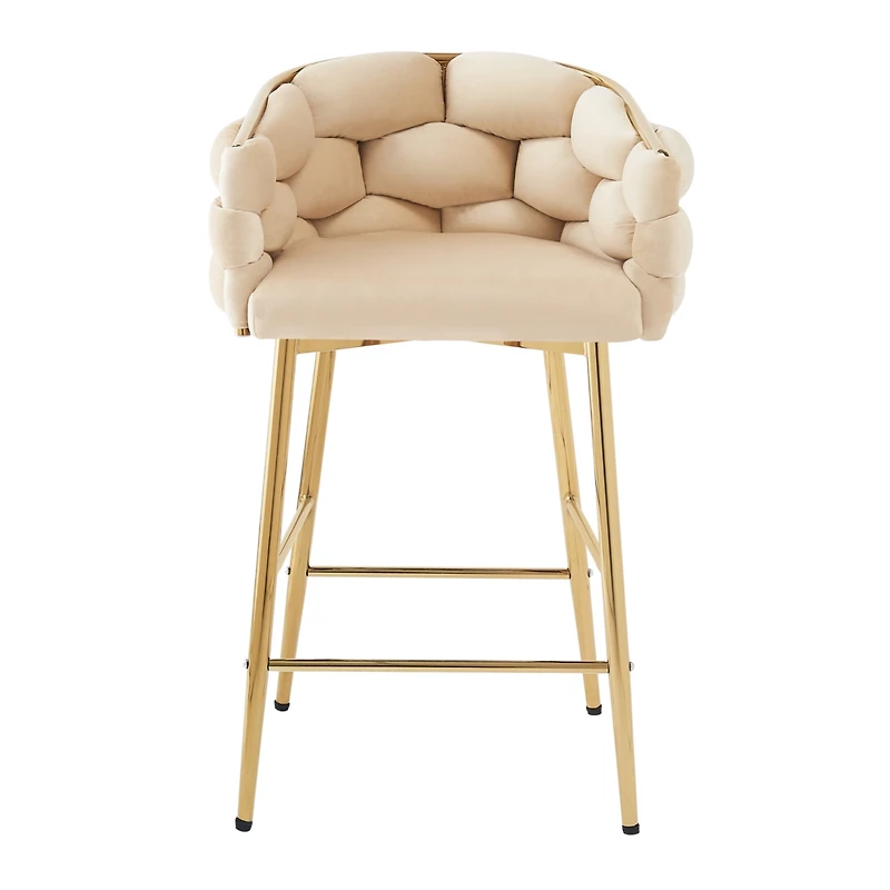 Streamdale Modern Counter Stools Set of 2, Beige, with Footrest