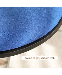 Streamdale Modern Folding Dining Chair, Upholstered with Wood Back, Chrome Frame (Blue, 1 Pack)