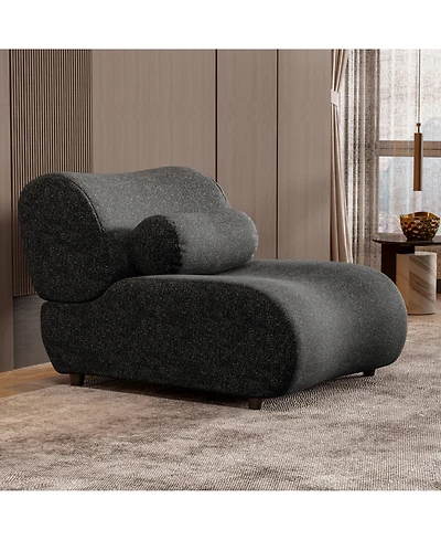 Streamdale Modular Black Chenille Sofa with Headrests and Cylindrical Pillows