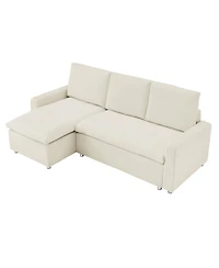 Streamdale L-Shaped Convertible Sofa Bed with Pull-Out Bed, Storage and Washable Covers