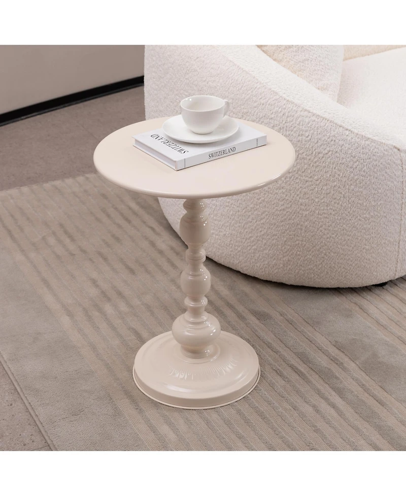 Streamdale Vintage Round Metal Side Table for Living Room, Bedroom, Nightstand