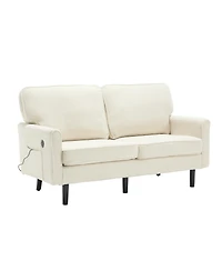 Streamdale Mid Century Modern Loveseat with Usb, Removable Covers (Beige)