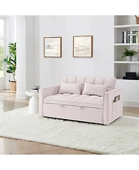 Streamdale 54.33 inch versatile foldable sofa bed in 3 lengths, modern sofa sofa sofa velvet pull-out bed, adjustable back (Pink)