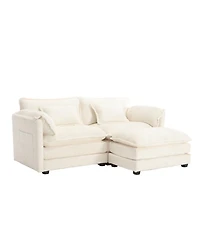 Streamdale Chenille fabric, removable armrests with side pockets, high density sponge filling
