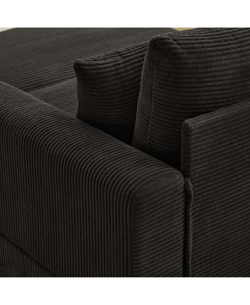 Streamdale Modern Sectional Couch, 2 Pieces Corduroy Couch Cushion Covers, Soft Stretch Sofa Slipcovers with 2pcs Pillows