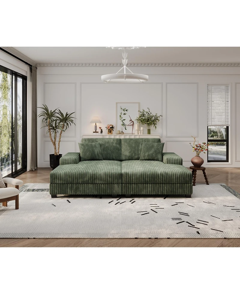 Streamdale Cozy Corduroy Sleeper Sofa Oversized, Modern Double Lounge