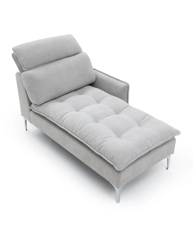 Streamdale 55" Chaise Lounge Sofa Left Armrest, Pillow, Tufted