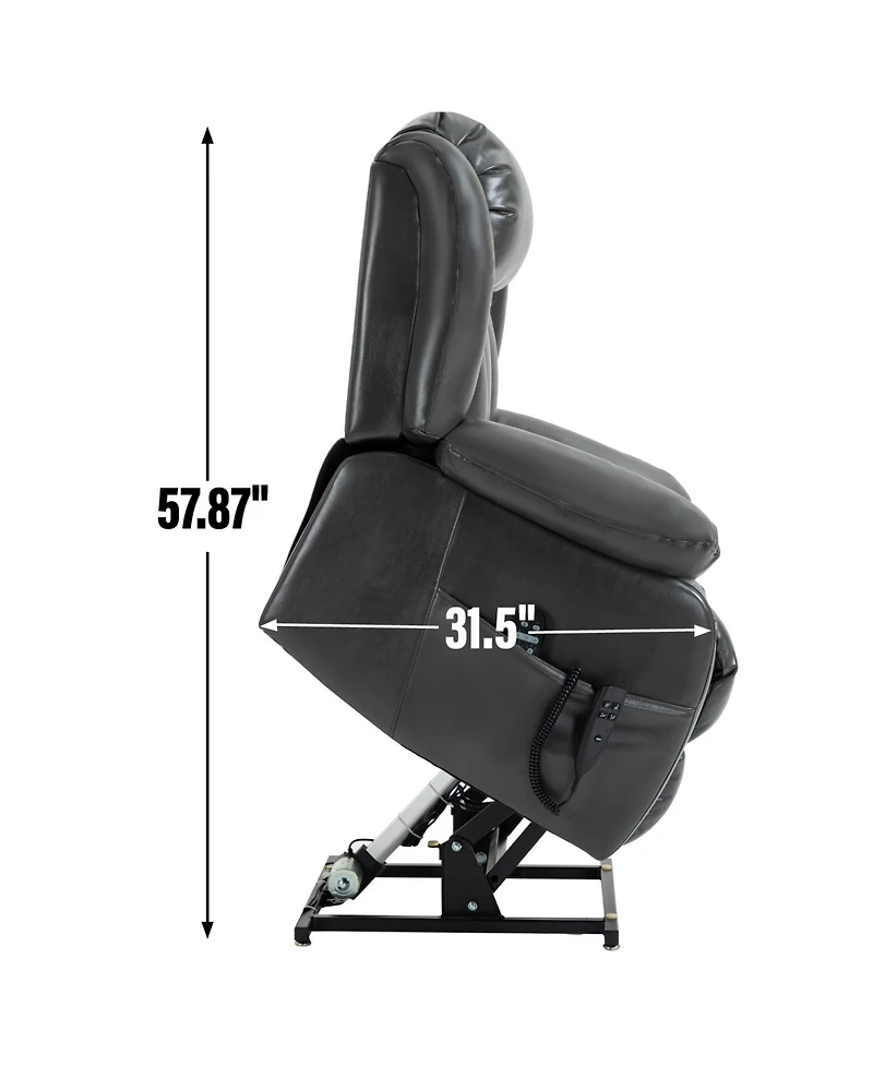 Streamdale Electric Grey Power Lift Recliner with Vibration Massage and Heating