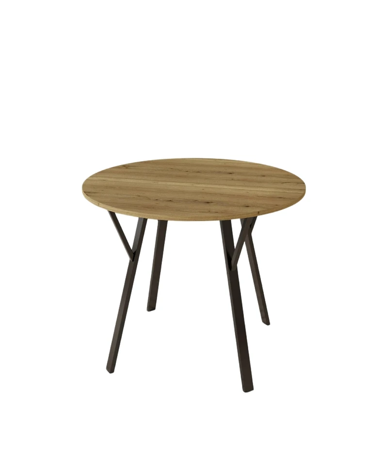 Streamdale Brown Round Dining Table (35.43"), 2-4 Person, Metal Legs