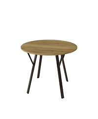 Streamdale Brown Round Dining Table (35.43"), 2-4 Person, Metal Legs