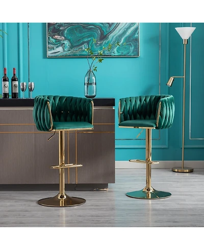 Streamdale Adjustable Swivel Chrome Barstools (Set of 2)