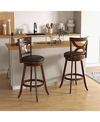 Swivel Bar Stools Set of 2 with Soft Cushion and Elegant Hollow Backrest