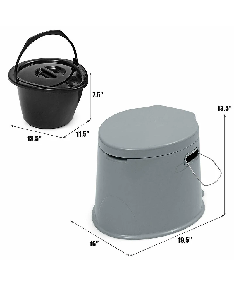 5L Portable Travel Toilet with Paper Holder for Outdoor