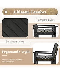 52 Inch All-Weather Hdpe Outdoor Bench with Backrest and Armrests