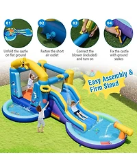 Inflatable Ocean-Themed Bounce House with 680W Blower and 2 Pools