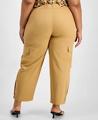 Bar Iii Trendy Plus High-Rise Cotton Utility Pants, Macy's Exclusive