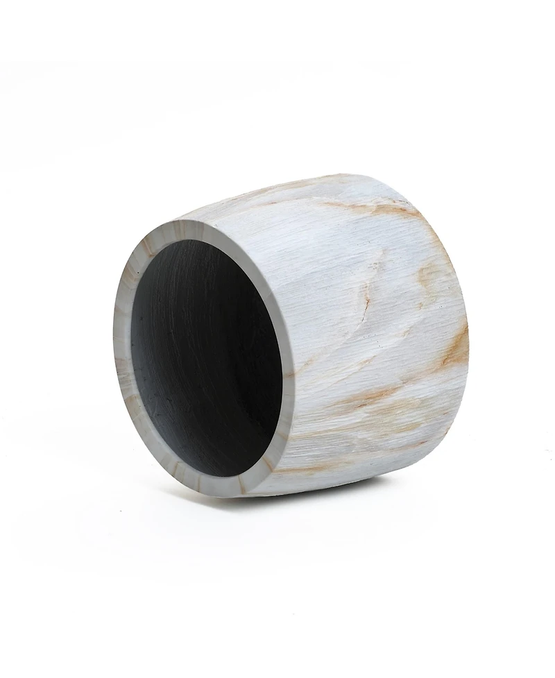 LuxenHome 2-Piece Marble White with Brown Ribbons Texture MgO Planter Set, Indoor and Outdoor