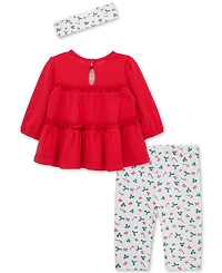 Little Me Baby Girls Cotton Candy Cane Tunic, Headband & Leggings, 3 Piece Set