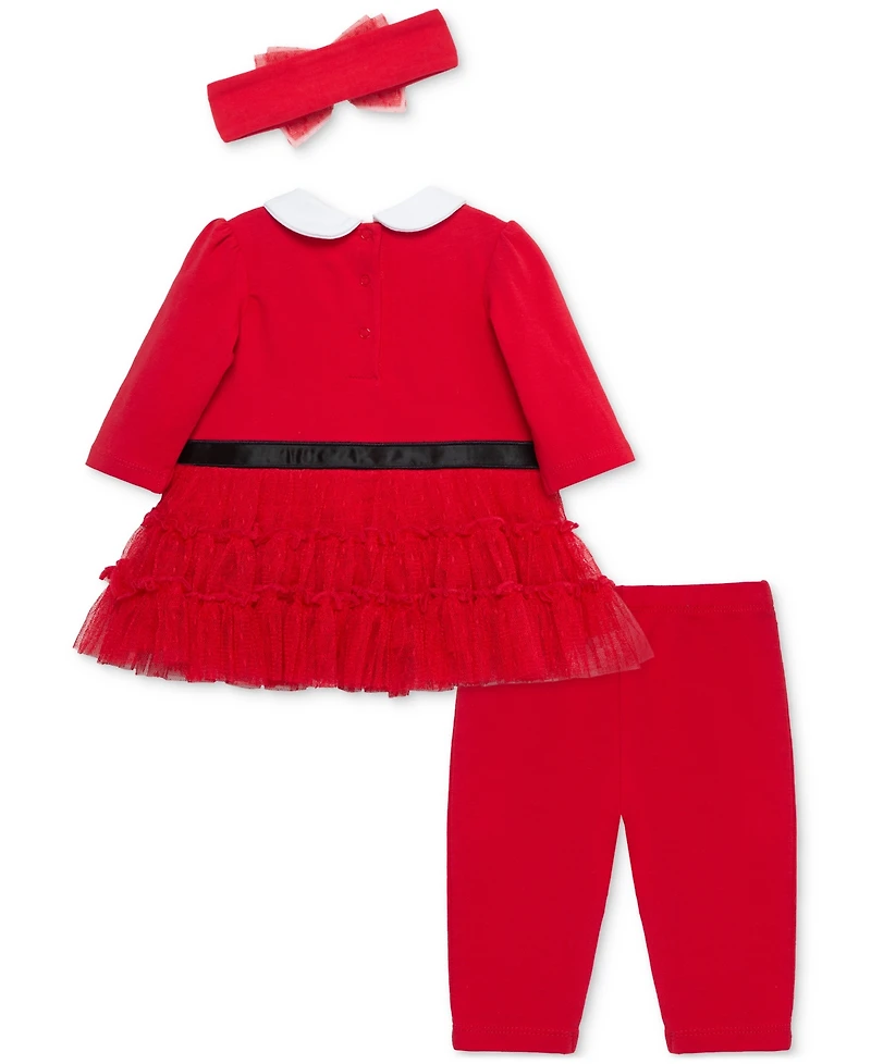 Little Me Baby Girls Santa Tutu Dress, Headband & Leggings, 3 Piece Set
