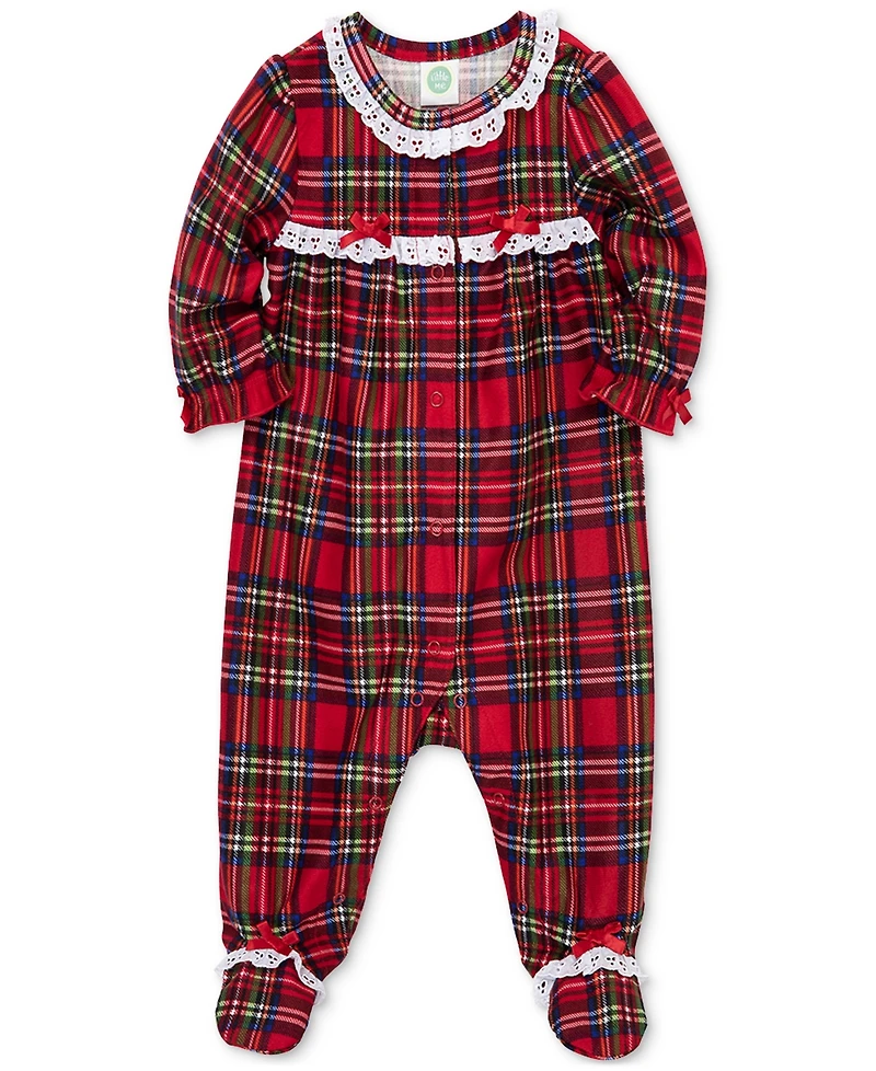 Little Me Baby Girls Plaid Footed Coverall