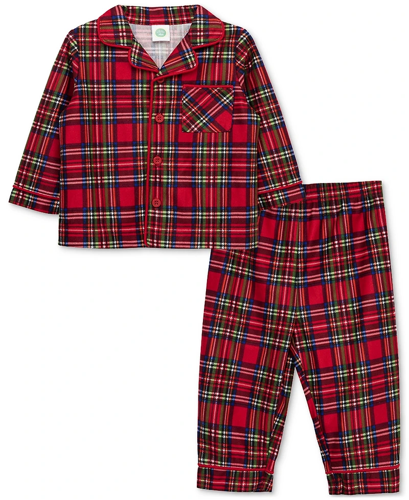 Little Me Baby Boys Plaid Coat-Style Pajama Top & Pants, 2 Piece Set