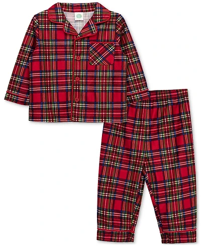 Little Me Baby Boys Plaid Coat-Style Pajama Top & Pants, 2 Piece Set