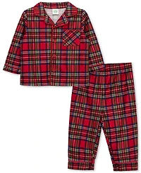 Little Me Baby Boys Plaid Coat-Style Pajama Top & Pants, 2 Piece Set