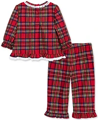 Little Me Baby Girls Plaid & Lace Top Pants, 2 Piece Set