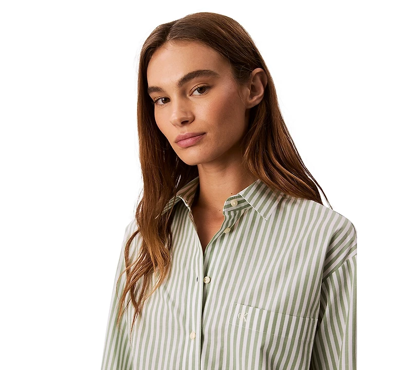 Calvin Klein Jeans Women's Striped Cotton Poplin Button-Down Shirt