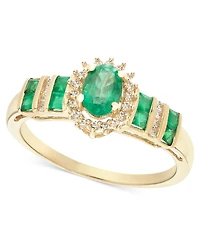 Sapphire (1 ct. t.w.) & Diamond (1/8 Ring (Also Emerald Ruby) 14k Gold