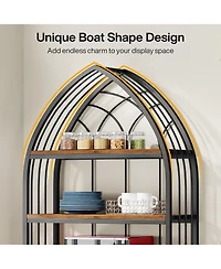 Tribesigns 5-Tier Bookshelf Set of 2, 74.8-Inch Tall Bookshelf, Industrial Curved Freestanding Display Shelf
