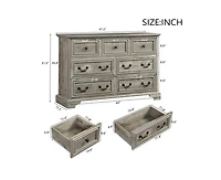 Farmhouse 7 Drawers Dresser Bathroom Cabinet for Rustic Chest of with Natural Texture Vintage Design Storage Organizer