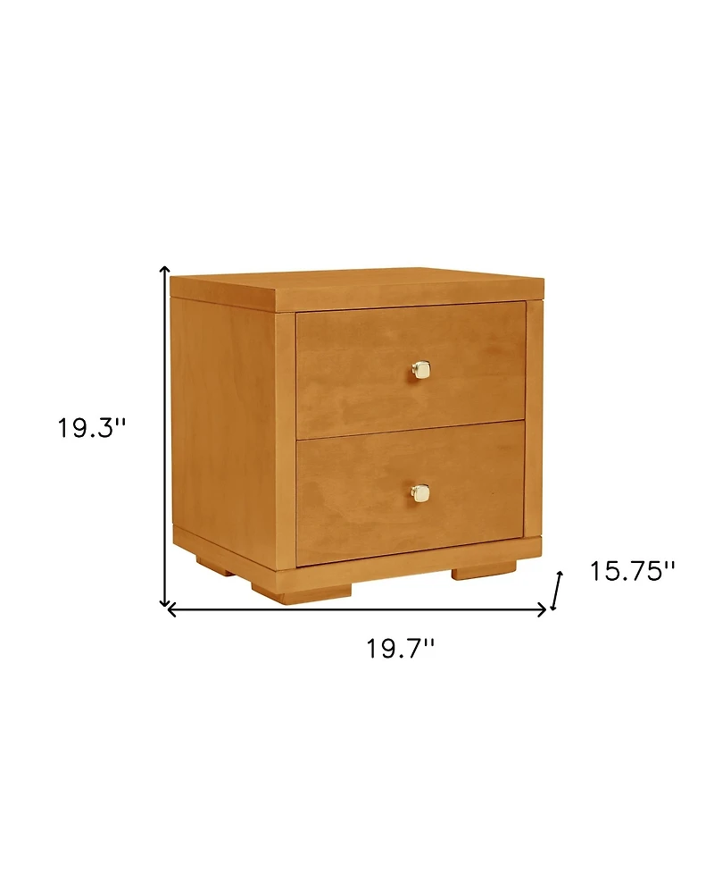 Wooden 2-Drawer Nightstand – Solid and Composite Wood Construction