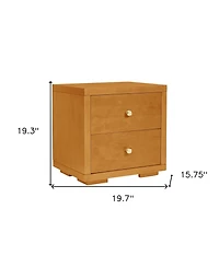 Wooden 2-Drawer Nightstand – Solid and Composite Wood Construction